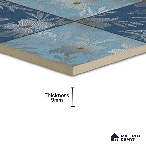 Floral Wall Tile TL 07250 C Plana 8010 GLM (Silver) 1 ft x 1 ft Ceramic Matte Finish - 9 mm  | 2 mm Spacer is Mandatory | Please Expect a Slight Variation of Pattern (Sample)